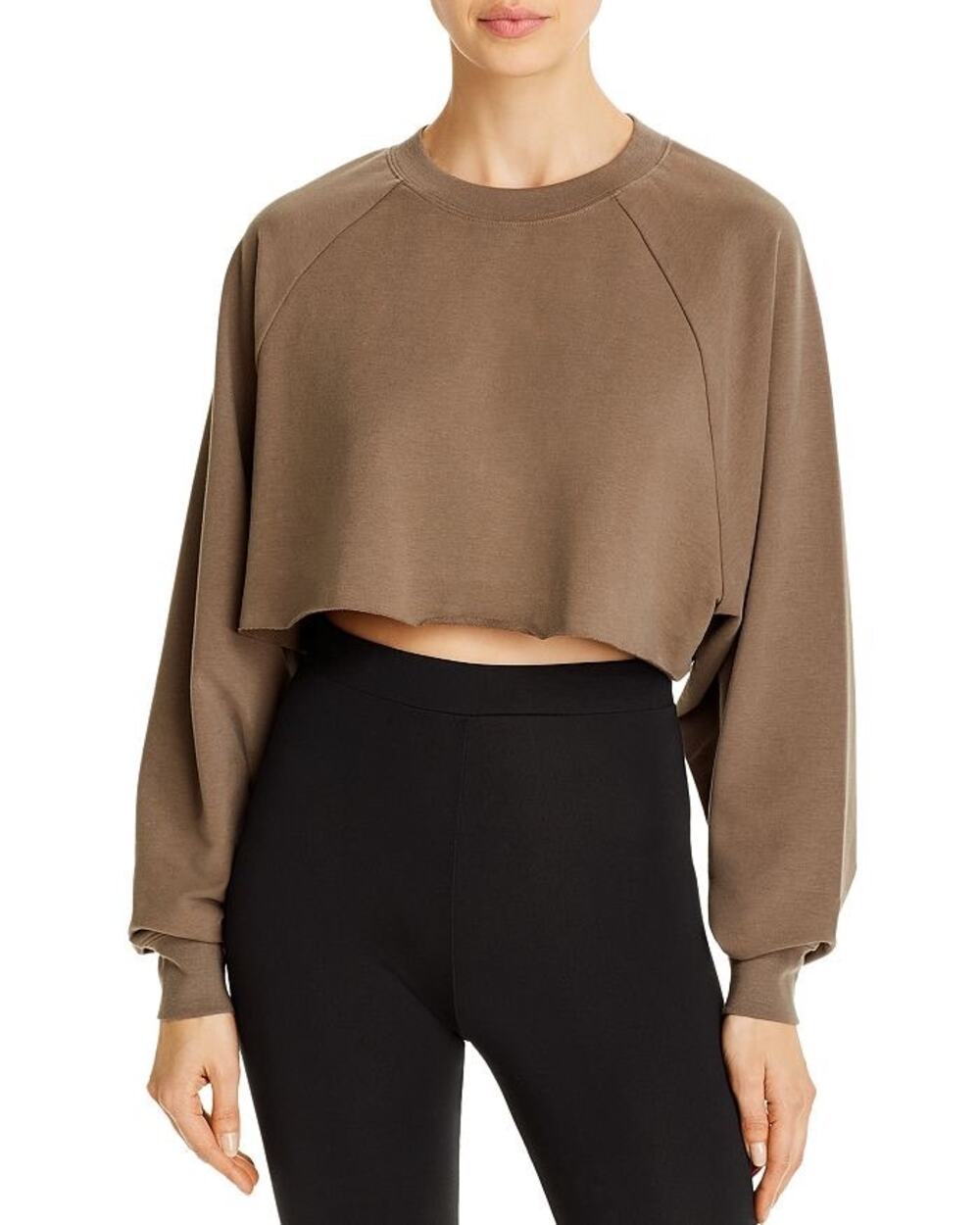 ALO Yoga Double Take Pullover Cropped Sweatshirt Light Brown - Size: XS